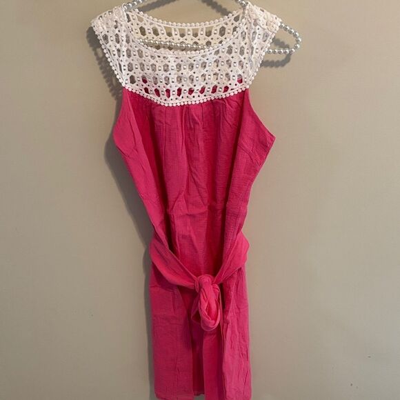 Lilly Pulitzer Pink Dress with White Crochet Detail size 8 - Picture 1 of 5